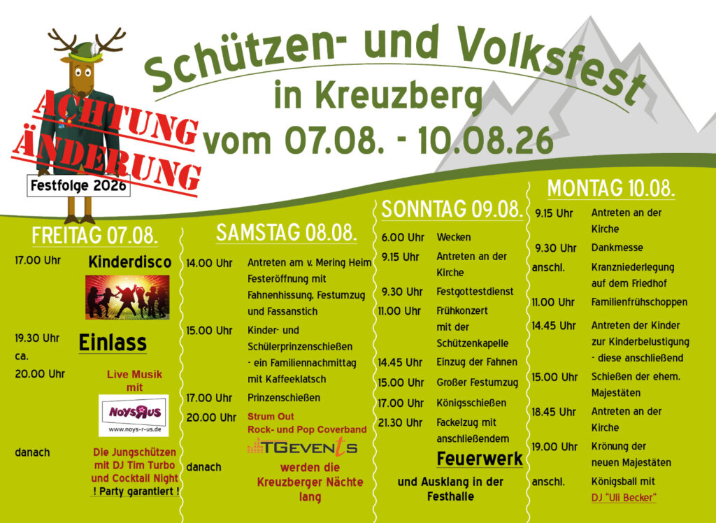 Schützen- & Volksfest in Kreuzberg vom 7. - 10. August 2026